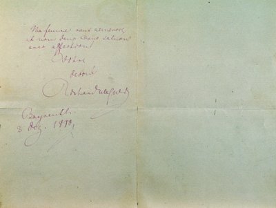 リヒャルト・ワーグナーがルイジ・マンチネッリに宛てた手書きの手紙（12月3日 作： Richard Wagner