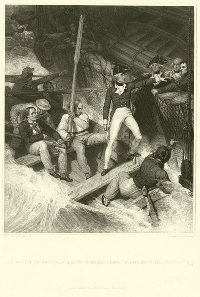 ネルソン中尉が暴力的な強風で賞に乗るよう志願 作： Richard Westall