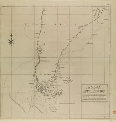 センチュリオンの軌跡を記した南米南部海図 作： Richard William Seale