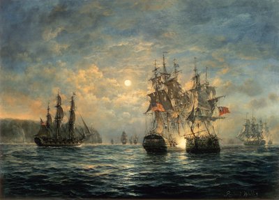 ボノムリチャードとフラボローヘッド沖のセラピスの間の婚約、1779 作： Richard Willis
