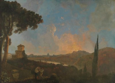 遠くにローマを望むテヴェレ川の眺め 作： Richard Wilson