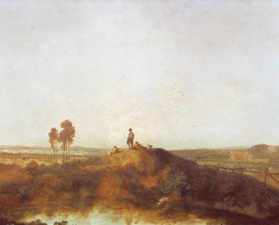 丘の上に人物がいるプール 作： Richard Wilson