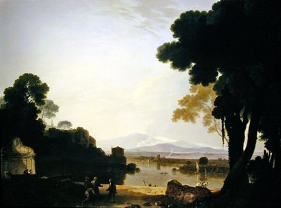 左にベルニーニのエディキュラがあるテヴェレ川を見下ろす (キャンバスに油彩) 作： Richard Wilson