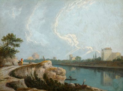 テヴェレ川のほとり、ローマ（キャンバスに油彩） 作： Richard Wilson