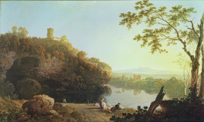古典的な風景: アルノ川の眺め (キャンバスに油彩) 作： Richard Wilson