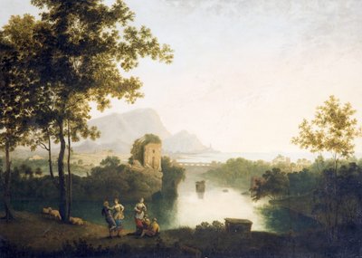 農民が踊る河口の夕べ（キャンバスに油彩） 作： Richard Wilson