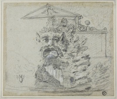 「Il Mascherone」、ボルゲーゼ公園の敷地内にあるロカイユの噴水、1754 年頃 作： Richard Wilson