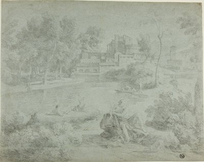 入浴者のいるイタリア風の風景 作： Richard Wilson