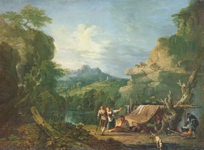 テントを囲むバンディッティのいる風景 作： Richard Wilson