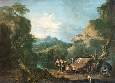 バンディッティがテントを囲んでいる風景、1752年。 作： Richard Wilson