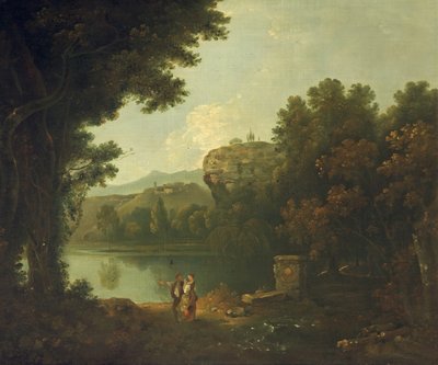 ローマ近くのテヴェレ川で（キャンバスに油彩） 作： Richard Wilson