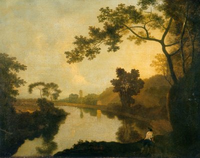 土手の上の人物と川の眺め 1760年頃 油彩・カンヴァス 作： Richard Wilson