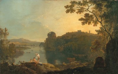 川のシーン：入浴者と牛、1763〜65年頃（キャンバスに油彩） 作： Richard Wilson