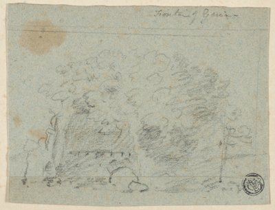 橋の近くの樹木のスケッチ（レクト）；建物のスケッチ（裏面） 作： Richard Wilson