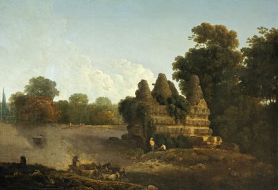 イタリア、アルバーノ近郊のホラティウスとキュラティウスの墓（キャンバスに油彩） 作： Richard Wilson