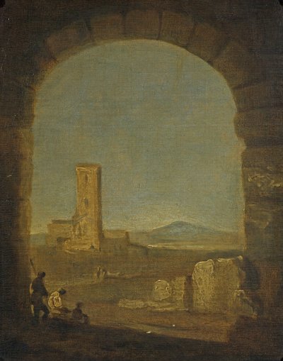 Torre del Fiscale、イタリア、ローマ近郊、1775年頃（キャンバスに油彩） 作： Richard Wilson