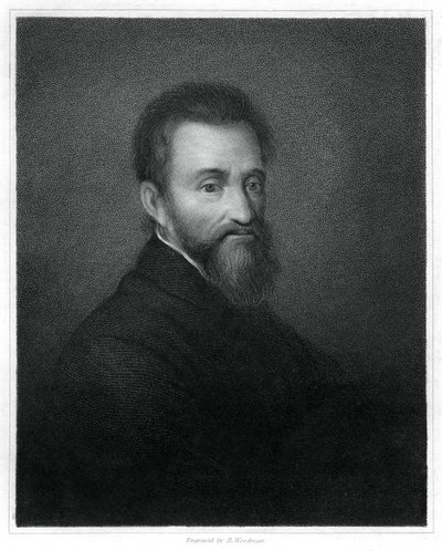 イタリアのルネサンスの彫刻家、画家、建築家、詩人のミケランジェロ、1833年。 作： Richard Woodman