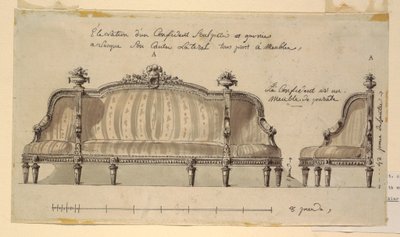 デッサン、コンフィデントのデザイン、1780年頃 作： リチャード・ド・ラロンド