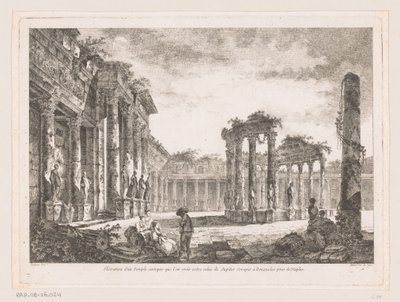 Gezicht op de Tempel van Jupiter Serapis ナポリ近くのポッツオーリにあるジュピターセラピスのものと信じられている古代寺院の立面図 (オブジェクトのタイトル) 作： Richard de Saint Non