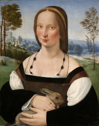 ウサギを持つ女性の肖像 作： Ridolfo Ghirlandaio