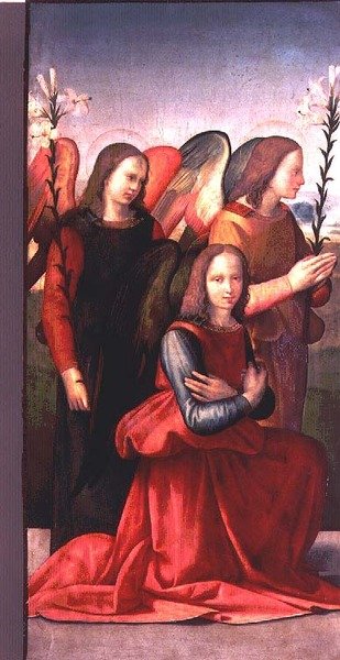 3人の天使（パネル）（80359のペア 作： Ridolfo Il  Ghirlandaio