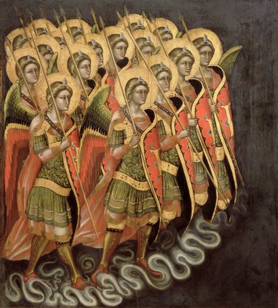 天国の民兵、c.1348-54（パネル上のテンペラ） 作： Ridolfo di Arpo Guariento