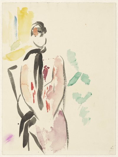 アーティストの妻であるドゥ カルニエール ウーテル夫人の肖像画のスケッチ 作： Rik Wouters
