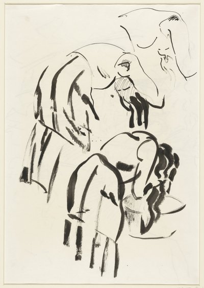 髪を洗う女性のスケッチ 作： Rik Wouters