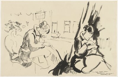 座って裁縫をしている女性の習作 作： Rik Wouters