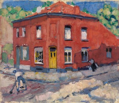 レッドハウス、晩雪（キャンバスに油彩） 作： Rik Wouters