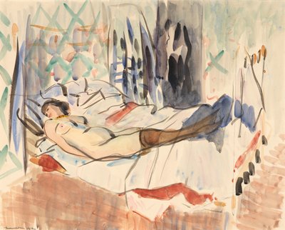 休む女（紙に水彩） 作： Rik Wouters