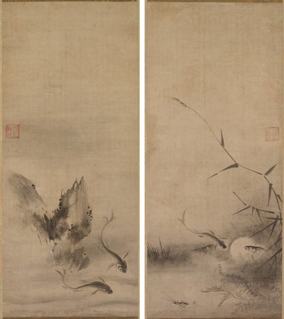 魚と岩; 魚と海藻 作： Rinkyo
