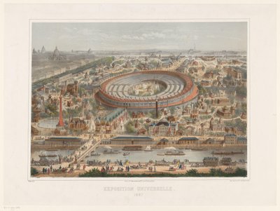 1867 年のパリ万国博覧会の鳥瞰図 展覧会ユニバーセル。 1867年（オブジェクトのタイトル） 作： Rivière