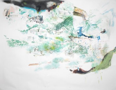 切り取られた堤防、2023年（水彩画） 作： Rob D Davies