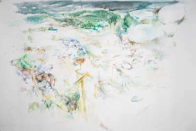 埋立地、フィリップスヴィル近郊のフォレスト（トリミング済み）、2023年（水彩画 作： Rob D Davies
