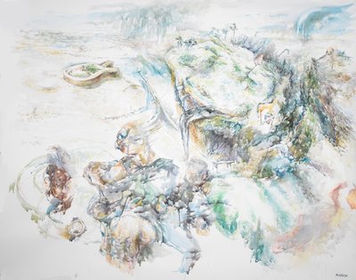 切り取られた砦、2023年（水彩画） 作： Rob D Davies