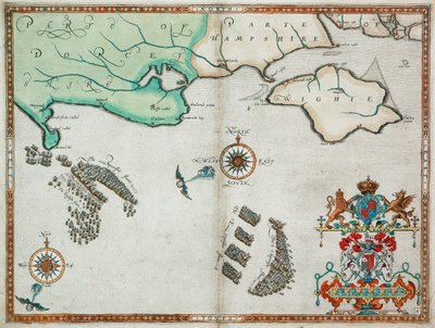 1588年8月2日～3日、ポートランド・ビルとワイト島を結ぶイギリス艦隊とスペイン艦隊 作： Robert (after) Adams