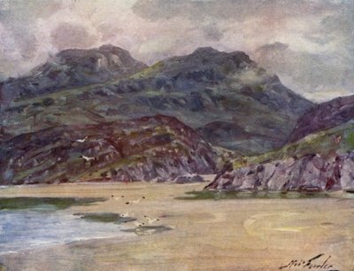 Penrhyn Deudraeth近くの孤独な岸辺（カラーリトグラフ 作： Robert (after) Fowler