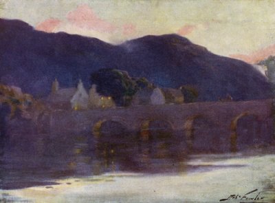 クーム・イ・グロの橋、夕方（カラーリトグラフ 作： Robert (after) Fowler