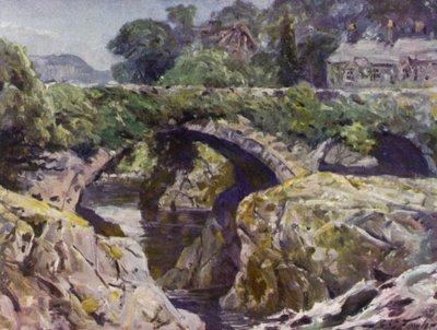 The Old Bridge, Bettws-y-Coed (カラーリトグラフ) 作： Robert (after) Fowler