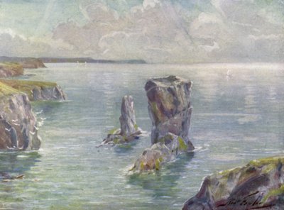 The Stacks, near Tenby (color litho) 作： Robert (after) Fowler