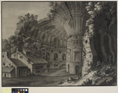 建築ファンタジー。 巨大な金庫室を持つロタンダの遺跡の内部 作： Robert Adam