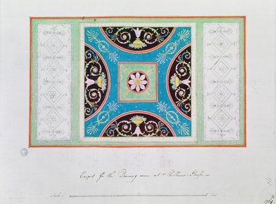 応接室、シェルバーンハウスのカーペットデザイン 作： Robert Adam