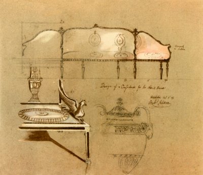 ソファのデザイン、1777 年、1946 年。 作： Robert Adam