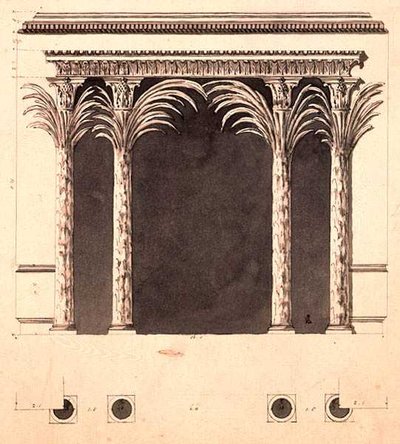 床の間のデザイン（ペン＆インク＆ウォッシュ 作： Robert Adam