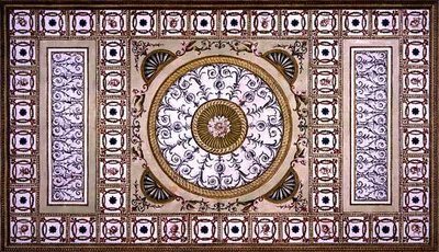 ロバート・チャイルド氏の邸宅、オスタリーハウスの図書館の天井のデザイン。 作： Robert Adam