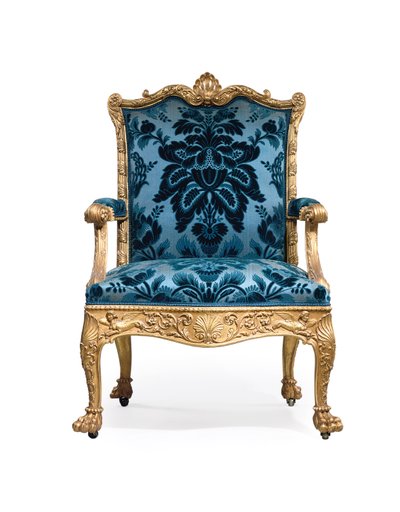 ジョージ3世の金箔のアームチェアのペアの1つ 作： Robert Adam