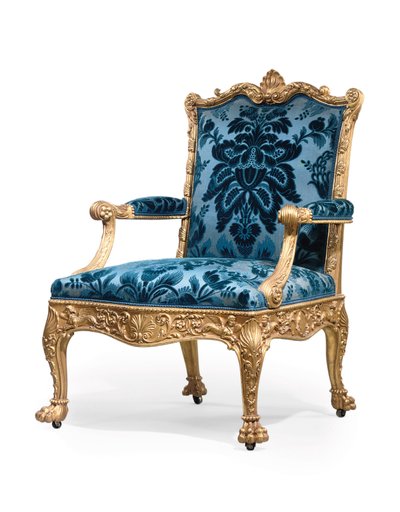 ジョージ3世の金箔のアームチェアのペアの1つ 作： Robert Adam