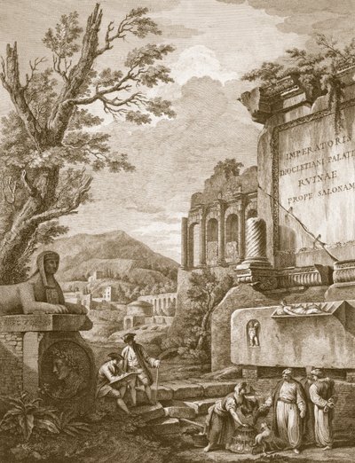 Pl。 「ダルマチアのスパラトロにあるディオクレティアヌス帝の宮殿の遺跡」のパブ。 1764年。 作： Robert Adam