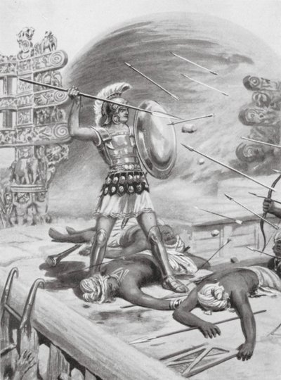 アレキサンダー大王の足跡、紀元前326年（リトグラフ） 作： Robert Ambrose Dudley